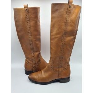 SAM EDELMAN WOMENS LEATHER PRINA TALL STUDDED Brown BOOTS SIZE 8